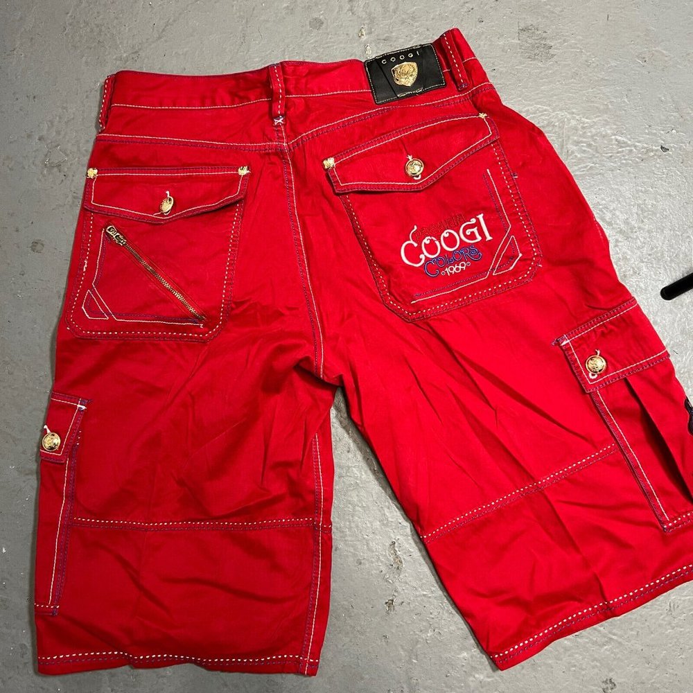 COOGI mens premium colors embroidered logo cargo short Red size 38 Y2k Skater